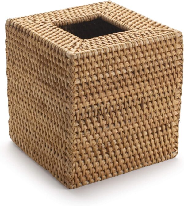 Rattan Tissue Box Cover Square, Hand Woven Wicker Tissue Holder, 5.5 x 5.5 X 5.7 inch, Natural - Image 2