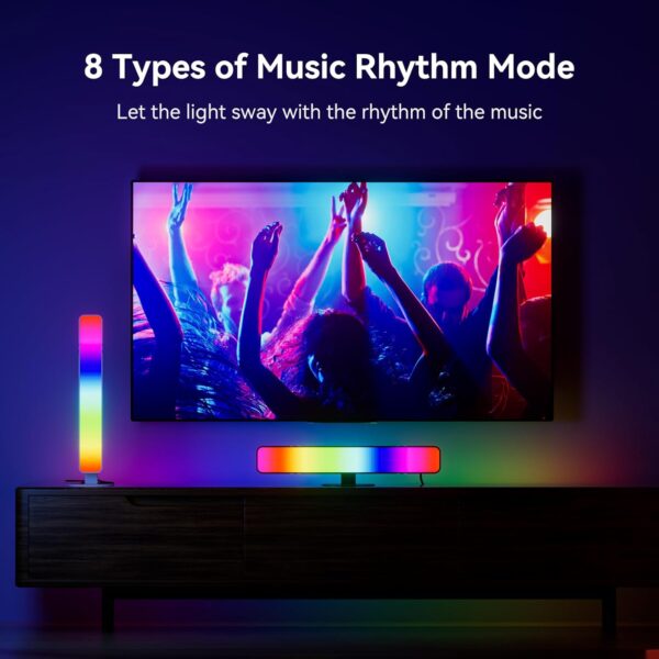 LED Light Bar, Music Sync RGB Light Bar, USB Ambient Lamp, Color Changing Gaming TV Backlight with Remote Control, 15 Dynamic Modes for Room Gaming Decoration - Image 4