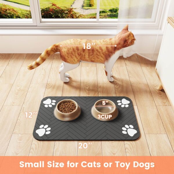 Pet Feeding Mat-Absorbent Pet Placemat for Food and Water Bowl, with Waterproof Rubber Backing, Quick Dry Water Dispenser Mat for Dog and Cat (12"x20", Striped Dark Gray) - Image 9