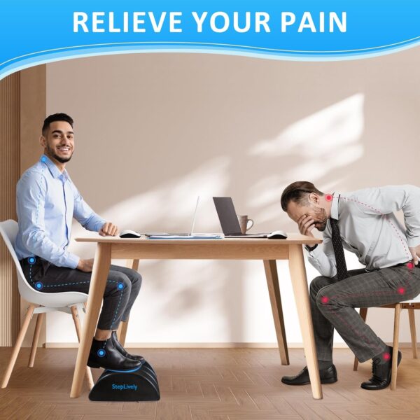 Foot Rest for Under Desk at Work, Comfortable Foot Stool with 2 Adjustable Heights, Footrest with Washable Cover, for Back & Hip Pain Relief, Suitable for Office, Home and Car (Black) - Image 5
