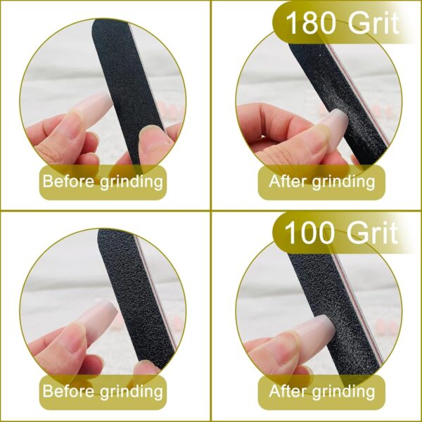 Nail File 10 PCS Professional Double Sided 100/180 Grit Nail Files Emery Board Black Manicure Pedicure Tool and Nail Buffering Files - Image 3
