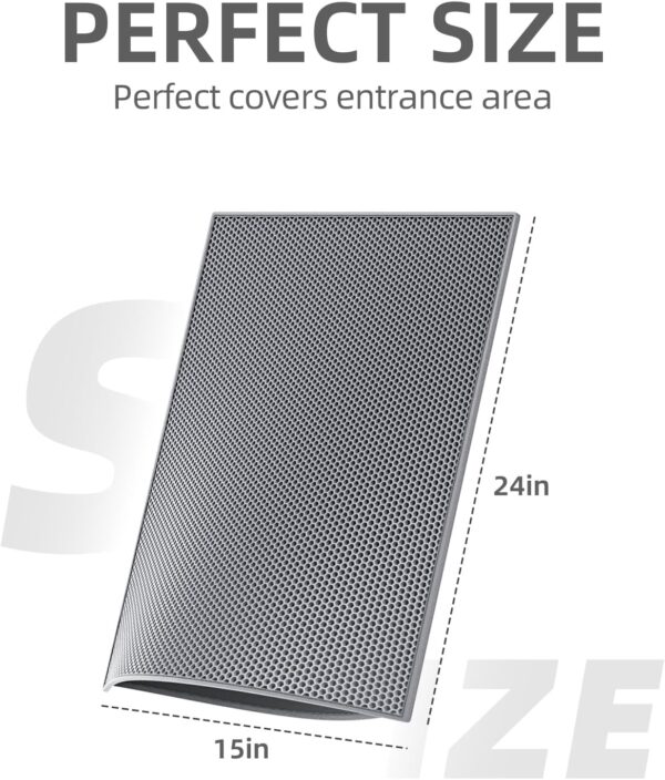 ESTHELLO Cat Litter Mat, Cat Litter Trapping Mat, Honeycomb Double Layer Design, Easy to Clean,Washable (24’’ x 15’’ Gray - Image 2
