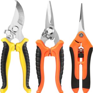 3-Pack Stainless Steel Pruning Shears, Pruning Snips and Clippers for Gardening
