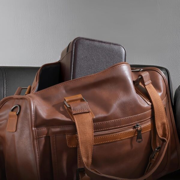 ProCase Father's Day Gift Travel Watch Case, 2 Slots PU Leather Mens Jewelry Box, Portable Watches Cufflinks Accessories Storage Case, Zippered Carrying Organizer Bag for Man -Brown - Image 3