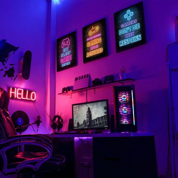 12Pcs Neon Gaming Posters for Teen Boys Room & Gaming Room Decor - 8x10 Inch Vibrant Gamer Wall Art Prints | No Frame Included | Cool Gifts for Gamers - Image 5