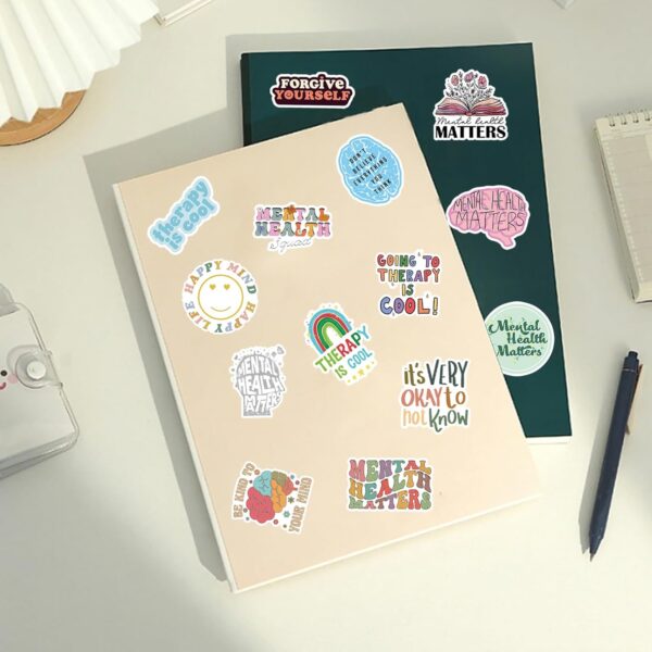 100pcs Mental Health Stickers for Water Bottle, Mental Health Matters Awareness Therapist Waterproof Vinyl Decal for Kids Adult Girl Laptop Skateboard Phone Notebook Guitar(Positive Affirmation) - Image 6