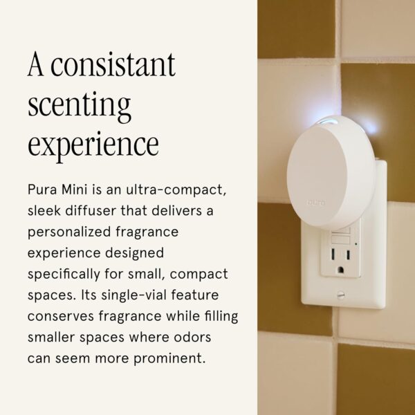 Pura Mini Smart Fragrance Diffuser for Small Spaces Adjustable Smart Home Device with LED Light & Automatic Vial Detection - Includes 1 Scent Refill; Lemon - Image 4