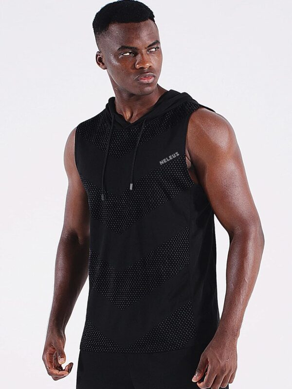 Neleus Men's Workout Tank Tops 3 Pack Sleeveless Running Shirts with Hoodie - Image 2
