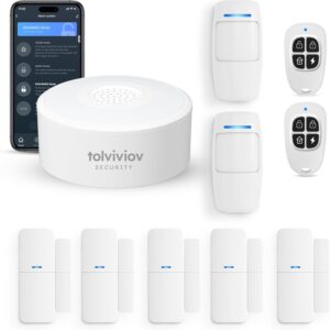 tolviviov Home Security System Wireless, DIY Door Alarm Security System, App Alerts, 10-Piece Kit, No Monthly fee, WiFi Alarm, Door Window Motion Sensor, for Safety, Home Security, Kids Safety