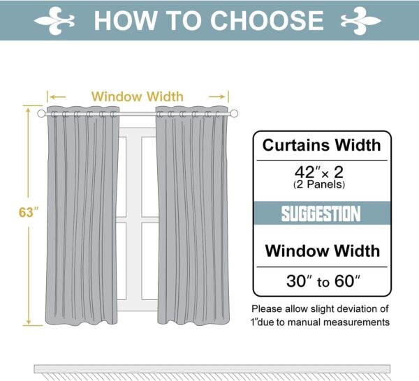 ChrisDowa Grommet Blackout Curtains for Bedroom and Living Room - 2 Panels Set Thermal Insulated Room Darkening Curtains (Dark Grey, 42 x 63 Inch) - Image 6