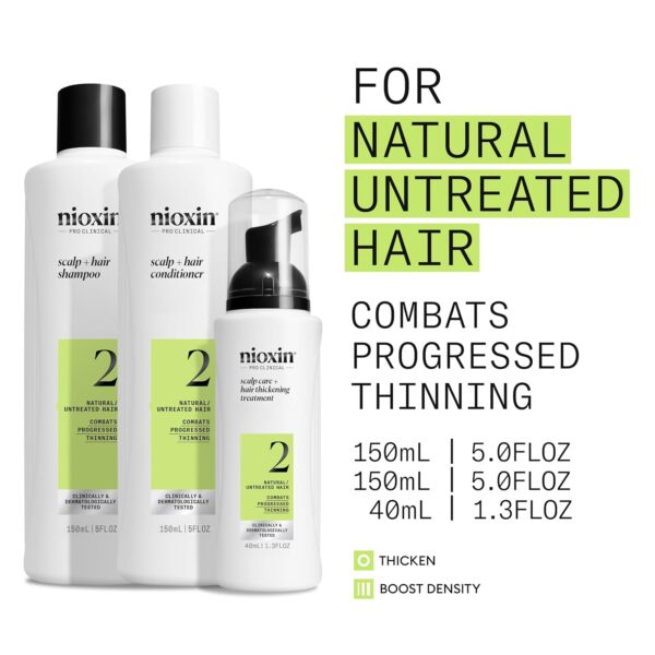 Nioxin Scalp + Hair Thickening System Kits | For Natural, Colored, & Damaged Hair with Light to Progressed Thinning | Strengthen & Boost Hair Density with Niacinamide & Biotin | 1 Month Supply - Image 4