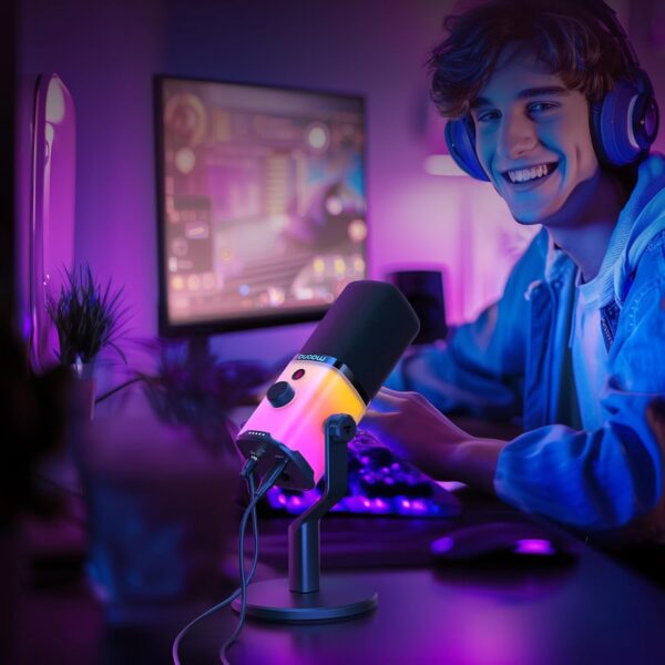 MAONO Dynamic Gaming Microphone: USB XLR Dynamic Computer Microphone with Software-RGB PC Mic for Gamer-Podcast Mic for Streaming Recording Studio YouTube Content Creation Online Chat PD100X RGB - Image 9