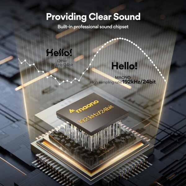 USB Microphone, MAONO 192KHZ/24Bit Plug & Play PC Computer Podcast Condenser Cardioid Metal Mic Kit with Professional Sound Chipset for Recording, Gaming, Singing, YouTube (AU-A04) - Image 2