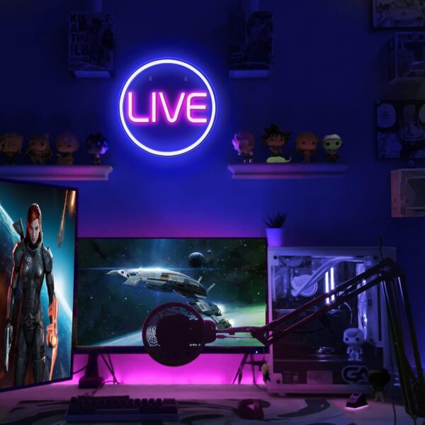 Lumoonosity Live Neon Sign - Blue&Pink LED On Air Light for Streamers/Influencers/Gamers - Streaming/Recording Live Neon Signs for Studio, Game Room, Bedroom - Image 4