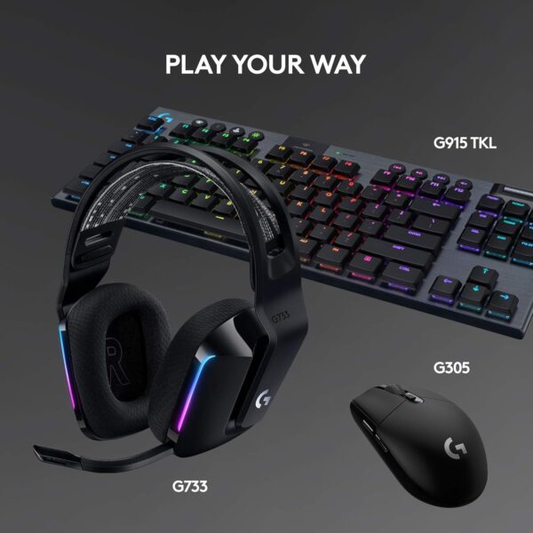 Logitech G733 Lightspeed Wireless Gaming Headset, Suspension Headband, Lightsync RGB, Blue VO!CE Mic, PRO-G Audio – Black, Gaming Headset Wireless, PC, PS5, PS4, Switch Compatible - Image 8