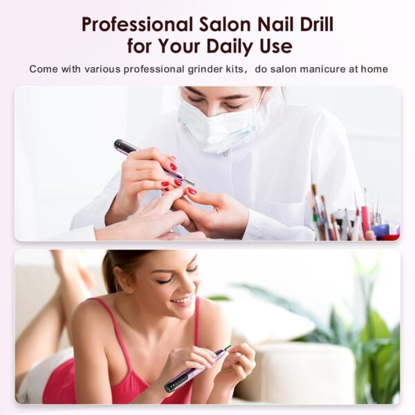 COSLUS Cordless Nail Drill Electric File: Professional for Acrylic Gel Dip Powder Nails Portable Nail Drill Machine Kit for Manicure Pedicure Nail Set with Everything Rechargeable Lightweight - Image 5