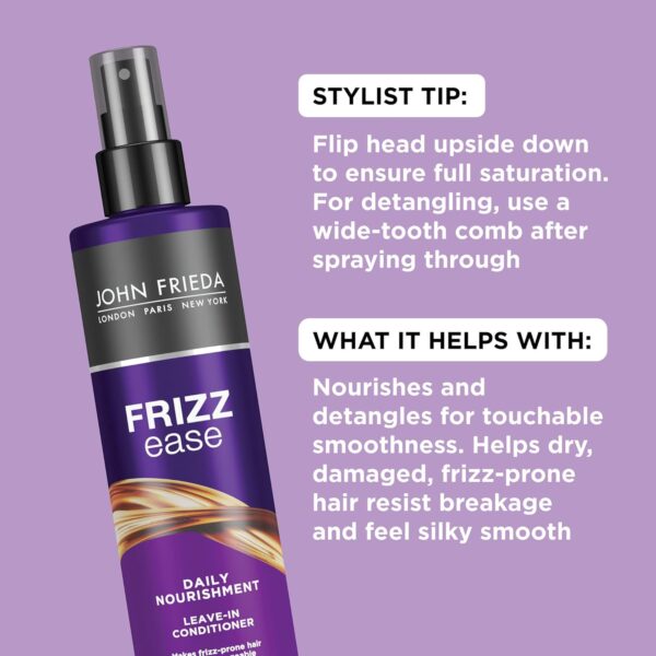 John Frieda Frizz Ease Daily Nourishment Leave-In Conditioner, Detangles Frizzy, Damaged Hair, Reduces Breakage, Protects Against Heat, with Vitamins A, C, E & Green Tea Extract, 8 Oz - Image 4