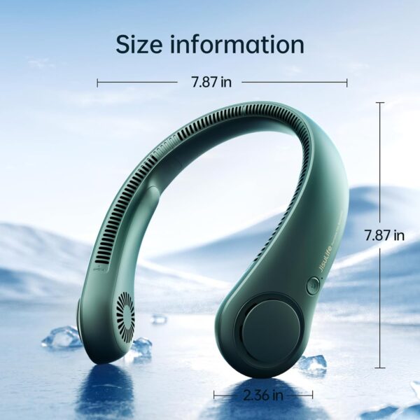 JISULIFE Portable Neck Fan, Hands Free Bladeless Fan, 5 Speeds, 4000 mAh Battery Operated Wearable Personal Fan, Twistable, Rechargeable, Gift for Women Men-Dark Green - Image 7