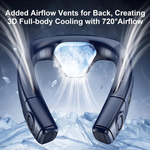 Neck Air Conditioner Fans That Blow Cold Air, 8000 mAh Battery Operated Wearable Cooling Device Fan, Bladeless, Rechargeable Fan, 3 Speed Settings & 3 Wind Modes - Image 4