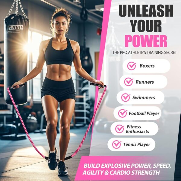 Jump Rope, Weighted Jump Rope for Women, Heavy Jump Ropes for Fitness, Adult Skipping Rope for Home Workout, Weight Loss, Shaping Body, Boxing, Strength Training, Total Body Exercise Equipment - Image 8