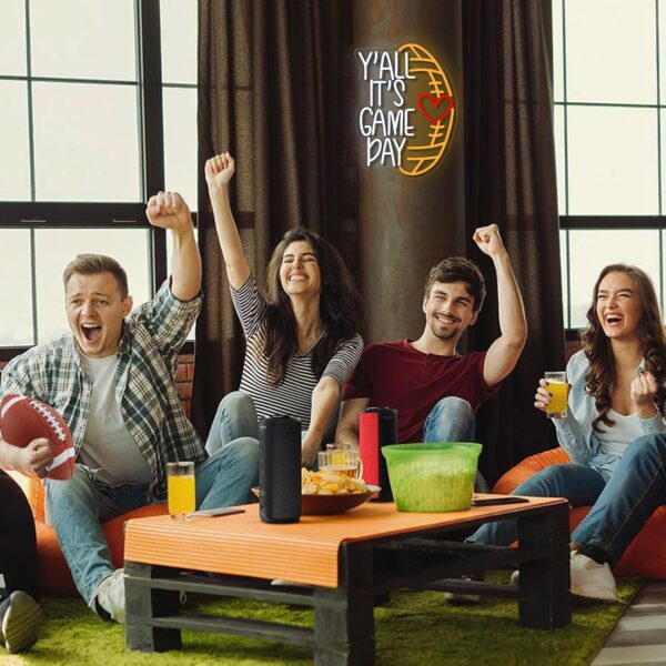 LED Neon Sign for Wall Decor, Y'ALL Its Game Day FootballNeon Light, USB Powered Dimmable, 5V/2A, 16.5"x12.2" for Home, Party, Gift, Office, Bedroom, Football Lover - Image 3