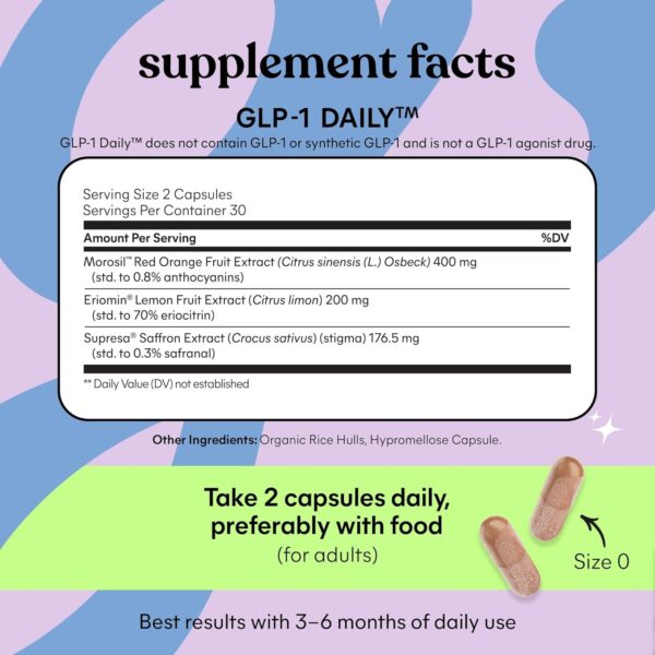 Lemme GLP-1 Daily, Clinically Studied Ingredients to Reduce Hunger & Cravings, Promote GLP-1 Production, Support Fat Loss and Weight Management, 1 Month Supply (60 Capsules) - Image 4