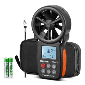BTMETER BT-100 Handheld Anemometer, Digital Wind Speed CFM Meter Gauge Air Flow Velocity Tester for HVAC Shooting Drone, Wind Chill, 14℉-113℉ Wind Temperature