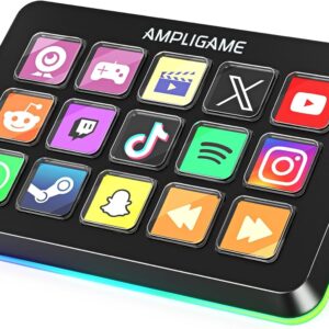 Fifine AmpliGame Stream Controller with 15 Macro Keys, Streaming Keyboard with Trigger Actions in OBS/Twitch/YouTube/Streamlabs, Shortcut Buttons Keypad Works with Mac and PC-D6