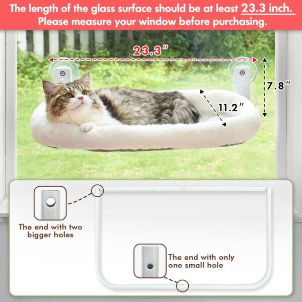 AMOSIJOY Cordless Cat Window Perch, Window Hammock for Cats with 4 Strong Suction Cups, Solid Metal Frame and Soft Cover, Indoor Cat Bed - Image 2