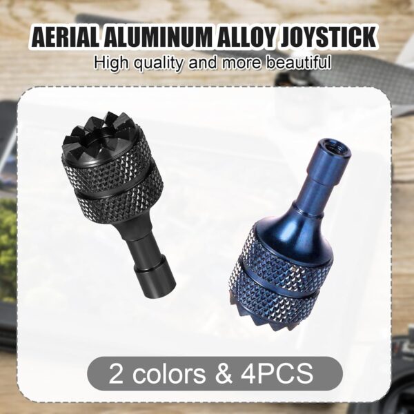 3 Pro/4 Pro Control Sticks, 4pcs Detachable Aluminum Alloy Drone Joysticks for DJI Mini 3/Mini 3 Pro/Mini 4 Pro/Air 3 /Mavic 3 Pro RC & RC 2 Remote Controller Replacement Accessories (Blue, Black) - Image 3