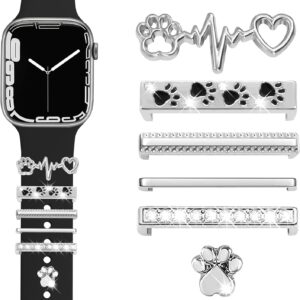 JR.DM Watch Band Charms with Decorative Bling Rings Loops, Compatible with Apple Watch 40mm 38mm 41mm 42mm 44mm 45mm 46mm Smart Watch Strap Accessories for iWatch Series 10 9 8 7 6 5 4 3 2 1