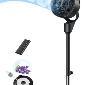 Dreo Fan for Bedroom, 80° Oscillating Standing Fan, 25dB Quiet, 80ft Pedestal Fans for Home Office, 90° Manual Vertical, 3 Speeds, Remote, 34-41" Adjustable Height, Air Circulator