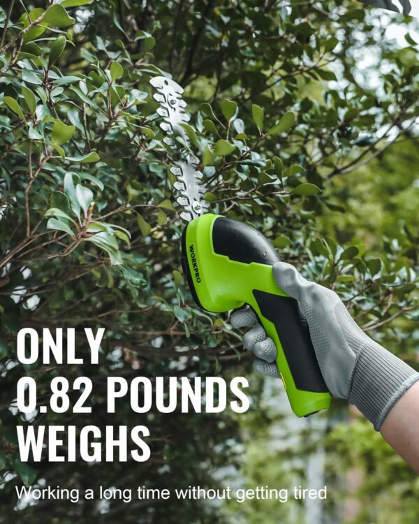 WORKPRO Cordless Grass Shear & Shrubbery Trimmer - 2 in 1 Handheld 7.2V Electric Grass Trimmer Hedge Shears/Grass Cutter Rechargeable Lithium-Ion Battery and Type-C Cable Included - Image 6