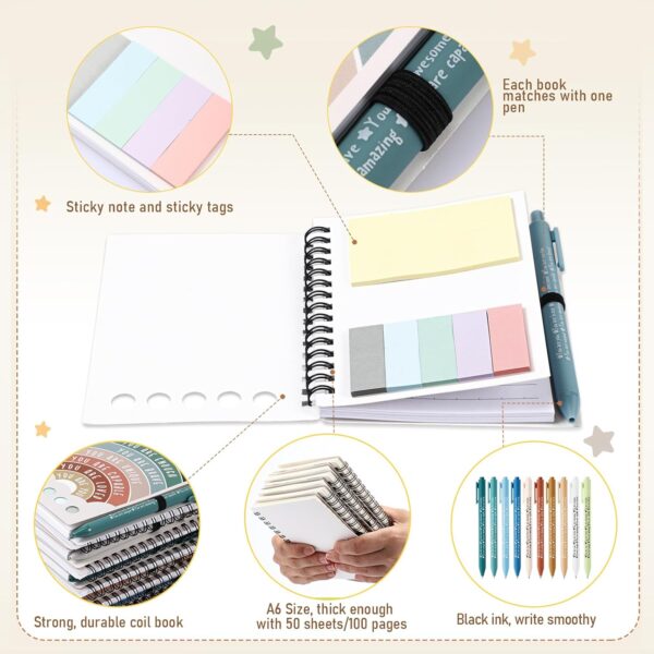Janlaugh 60 Pcs Mental Health Gifts for Women Men Includes 30 Mental Health Notebook 30 Ballpoint Pen Ruled Journal with Adhesive Notes Therapist Journal for College School Supplies (Rainbow Style) - Image 3