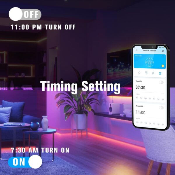 DAYBETTER LED Strip Lights 130ft Lights Strip for Bedroom, Desk, Indoor Room Bedroom Brithday Gifts RGB Decor with Remote and 24V Power Supply - Image 4