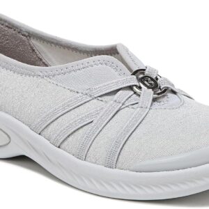 BZees Women's Niche Slip-On Comfort Flat,Silver Shimmer,9.5