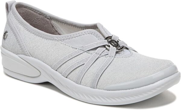 BZees Women's Niche Slip-On Comfort Flat,Silver Shimmer,9.5