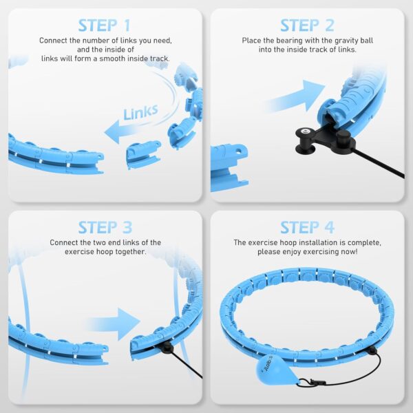 Weighted Hula Circle with 26 Links(56 Inch) for Adults Weight Loss, Infinity Fitness Hoop Plus Size, for Women Smart Exercise Equipment - Image 7