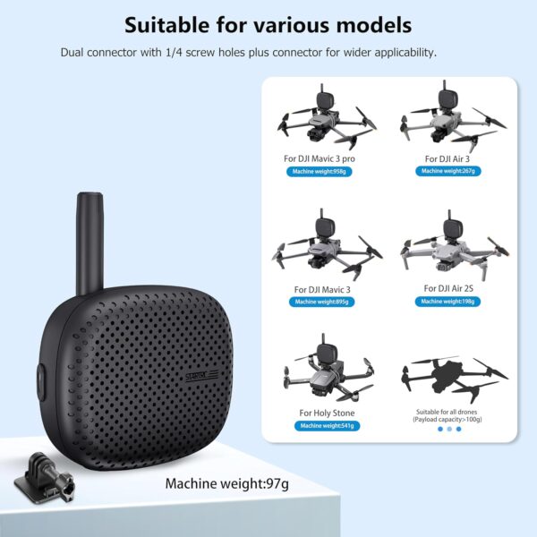 STARTRC Drone Speaker Real-Time Megaphone Portable Interference-Free Long Distance Microphone for DJI Air 3/Air 3S/Mavic 3 Pro/Avata/Holy Stone/FPV Drone Accessories - Image 2