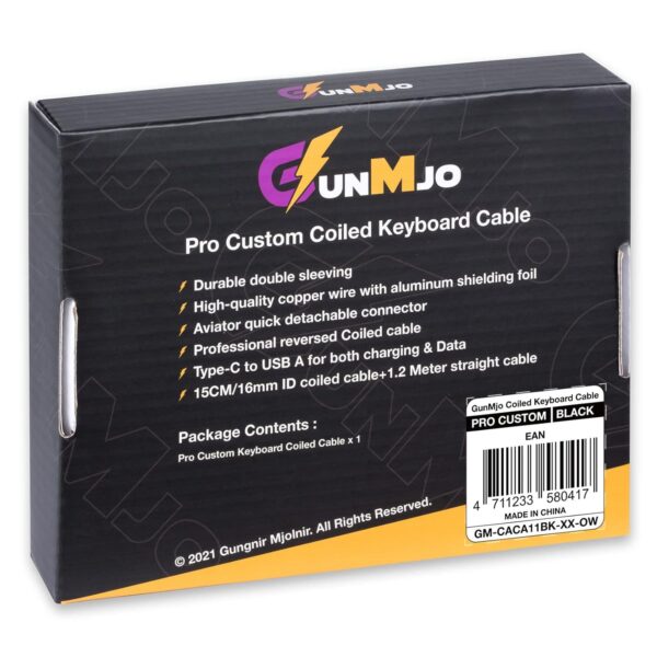 GUNMJO Pro Custom Coiled USB C Cable for Gaming Keyboard, Double-Sleeved Mechanical Keyboard Cable with Detachable Metal Aviator, 1.5M USB-C to USB-A, Classic Black Color - Image 6