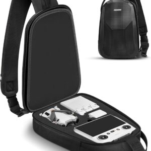 Mini 4 Pro Case, Waterproof Hard Carrying Case, Portable Travel Drone Sling Backpack, Crossbody Bag Compatible with DJI Mini 4 Pro, RC 2/ RC-N2 Controller, Fly More Combo and Accessories