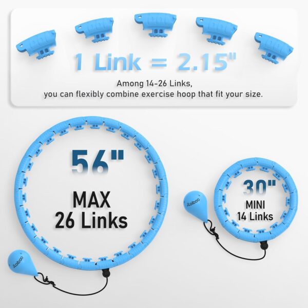 Weighted Hula Circle with 26 Links(56 Inch) for Adults Weight Loss, Infinity Fitness Hoop Plus Size, for Women Smart Exercise Equipment - Image 2