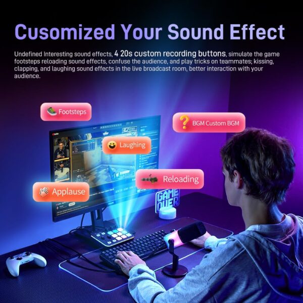 MAONO Gaming Audio Mixer, Audio Interface with Pro-preamp, RGB, Bluetooth, 48V Phantom Power for Live Streaming, Podcasting, Content Create, Gaming MaonoCaster G1 NEO (Not for USB Mic) - Image 4