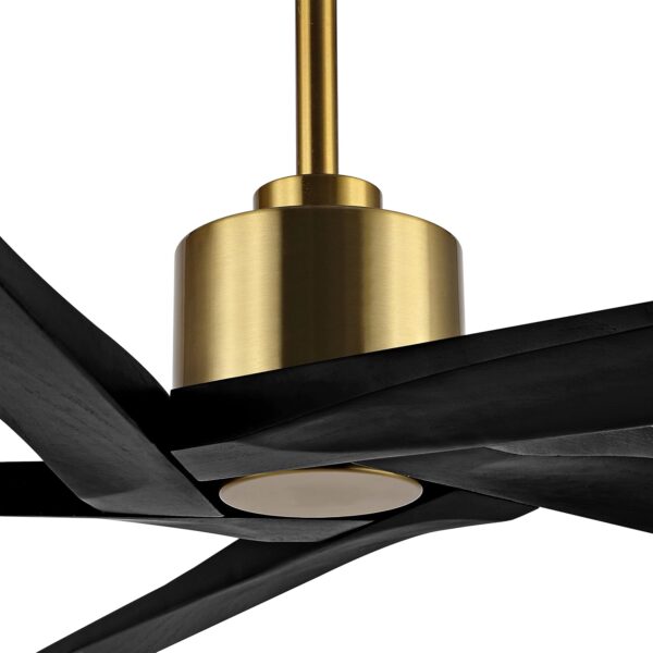 WINGBO 54 Inch DC Ceiling Fan without Lights, 5 Reversible Carved Solid Wood Blades, 6-Speed Noiseless DC Motor, Ceiling Fan No Light with Remote, Brass Finish with Black Blades, ETL Listed - Image 8