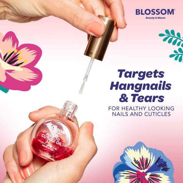 Blossom Cuticle Oil for Nails, Hydrating, Moisturizing, Scented Nail Oil Cuticle Care, Infused with Real Flowers, Made in USA, 0.5 fl. oz, Rose - Image 4