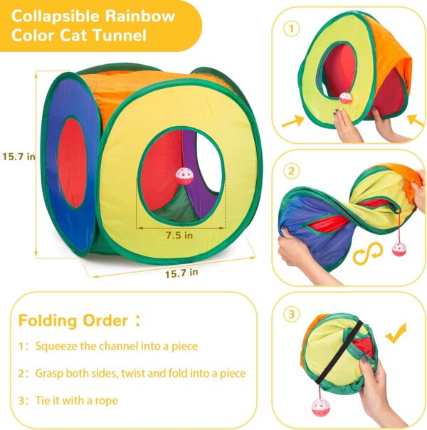 Retro Shaw Cat Toys Bundle 33 Pack, Interactive Kitten Toys for Indoor Cats Kitty with Collapsible Play Tunnel Tube Tent Feather Wand Teaser Bell Fuzzy Ball Springs Mouse Toy - Image 3