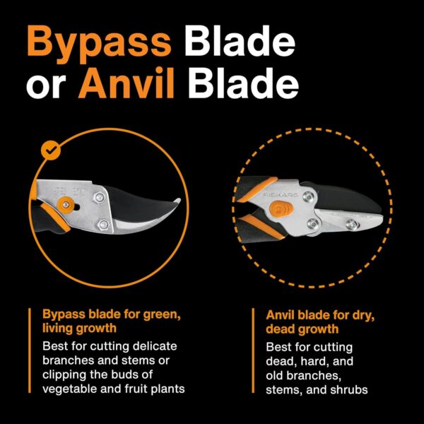 Fiskars Bypass Pruning Shears, 5/8-Inch Cut Capacity Garden Clippers, Gardening Scissors with Sharp, Rust Resistant Steel Blade - Image 6