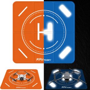 FPVtosky Nighttime Reflective Drone Landing Pad, Portable 20"(51cm) Fast-fold Double Sided Waterproof Landig Pad Weighted for DJI Flip/Neo/Mini 4k/Mini 4 Pro/Mini 3/Air 3S/Avata 2/Mavic 3 Pro etc