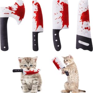 Potaroma 4Pcs Cat Toys, Horror Knife-Shaped Kitten Catnip Crinkly Sound Toys, Indoor Exercise for All Cat Breeds 6.5 Inches