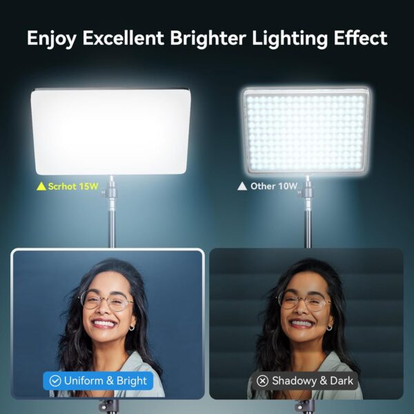 2 Pack LED Video Light Kit, Scrhot Photography Lighting Kit with 63" Tripod Stand, Podcast Lighting Dimmable 2800-8400K Studio Lights for Video Recording, Game Streaming, Filming, YouTube, Tiktok - Image 2